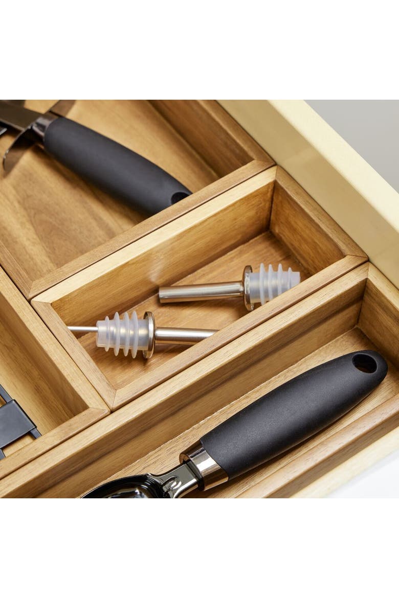 Acacia Wood Small Kitchen Drawer Organizer - Set of 3 - Natural, Alternate, color, Natural