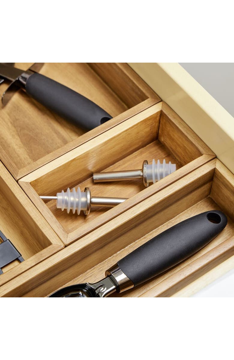 iDesign Acacia Wood Small Kitchen Drawer Organizer - Set of 3 - Natural, Alternate, color,