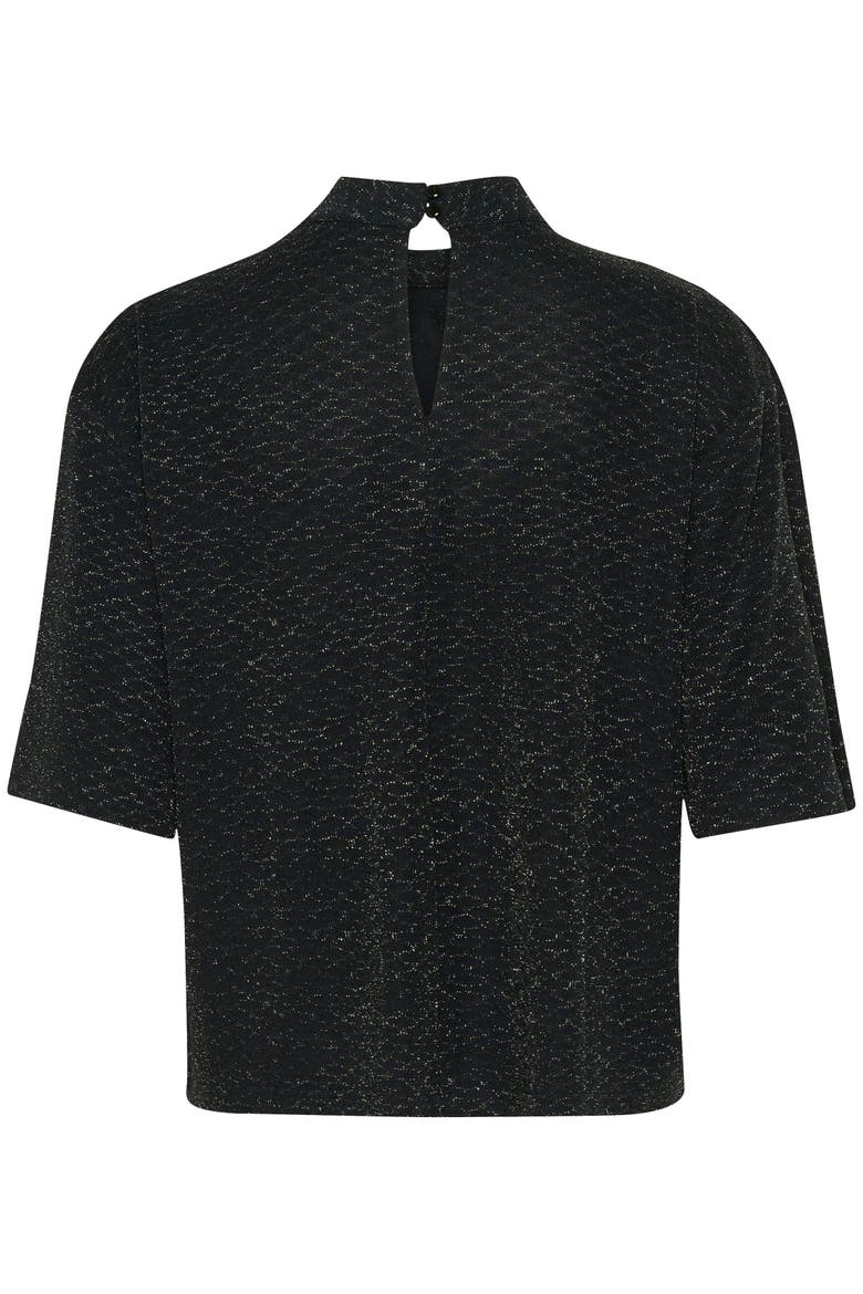 Kaellie Mock Neck Half Sleeves T-Shirt, Alternate, color, Black Glitter Jersey