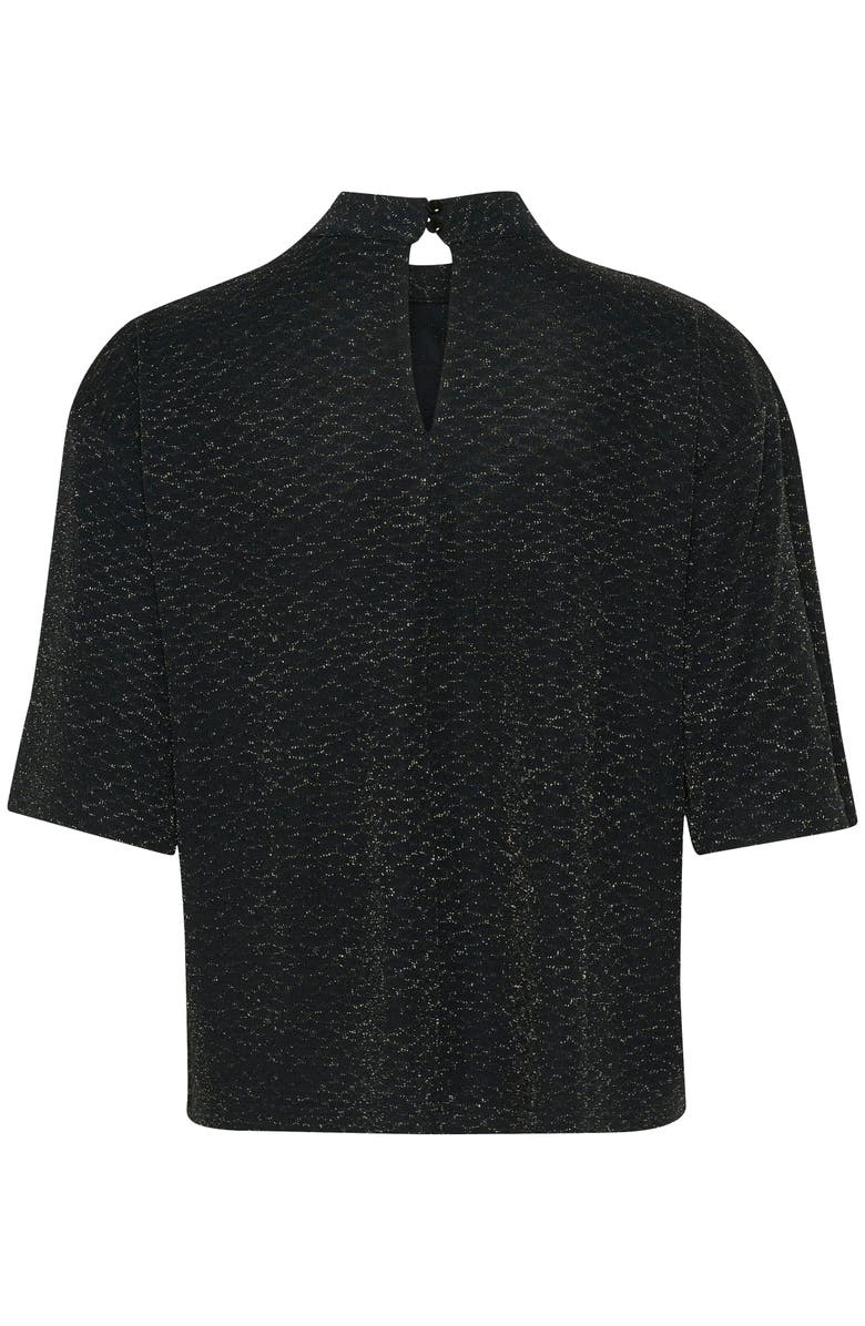 Kaffe Kaellie Mock Neck Half Sleeves T-Shirt, Alternate, color, Black Glitter Jersey