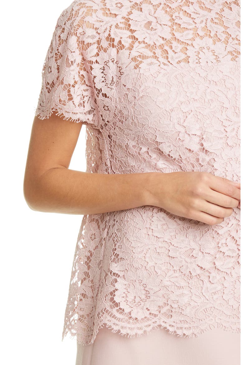 Lace & Crepe Couture Minidress, Alternate, color, SOFT PINK