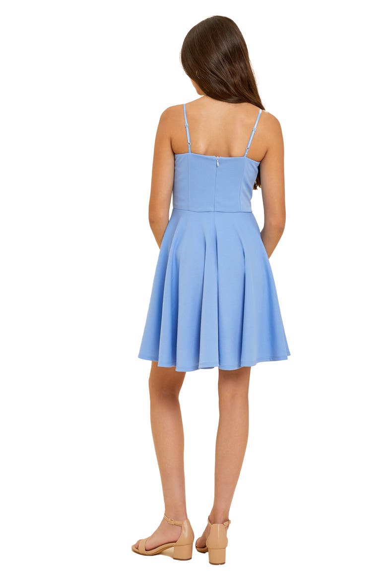 Textured Fit and Flare Stretch Dress in Longer Length, Alternate, color, LightBlue