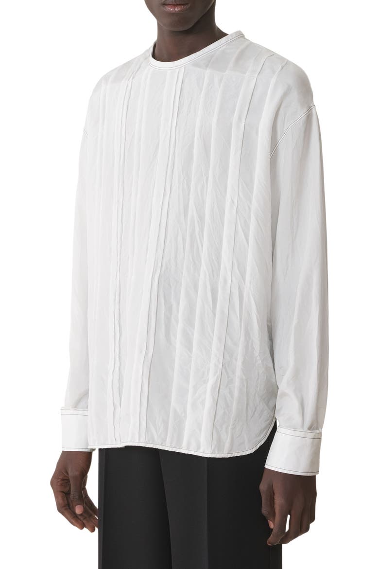 Pleated Silk Top, Alternate, color, Ecru