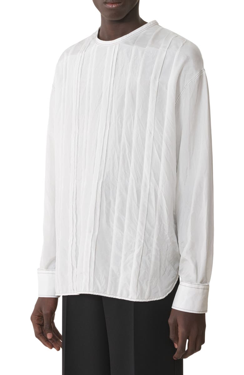 Lanvin Pleated Silk Top, Alternate, color, Ecru