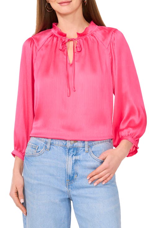 Textured Satin Peasant Top