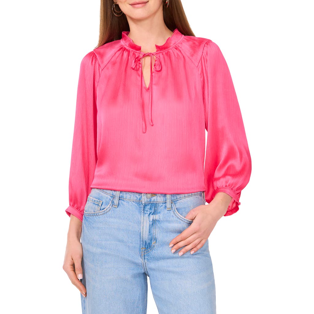VINCE CAMUTO VINCE CAMUTO TEXTURED SATIN PEASANT TOP