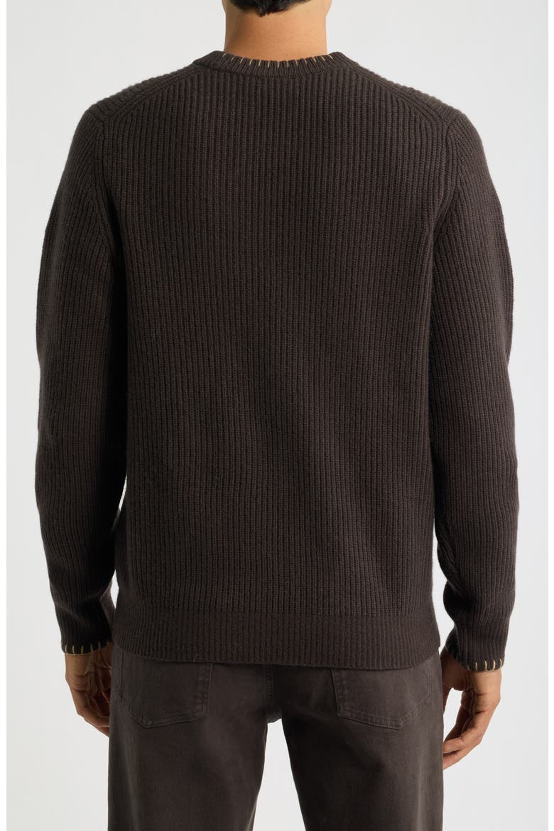 Whipstitch Shaker Rib Wool & Cashmere Sweater, Alternate, color, MIDLAND