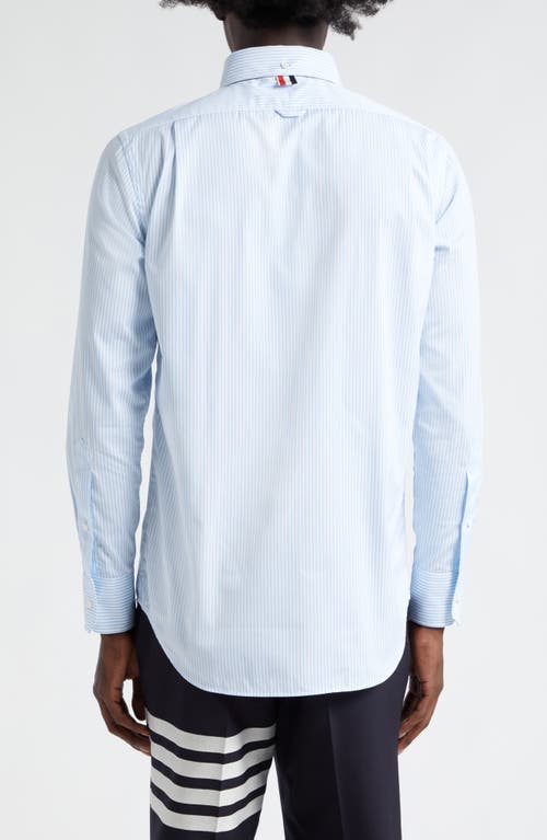 Thom Browne Classic Fit Cotton Button-down Shirt In Blue