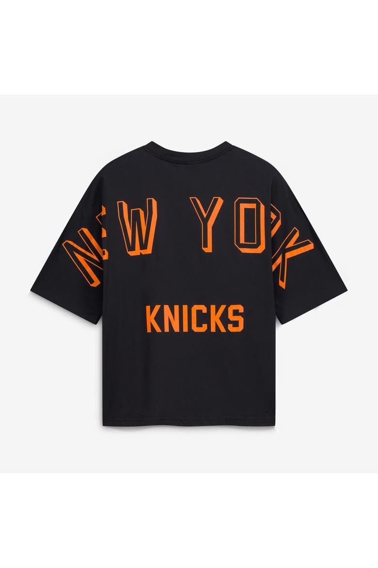 Women's Hype and Vice Black New York Knicks Oversized Football T-Shirt, Alternate, color, Black