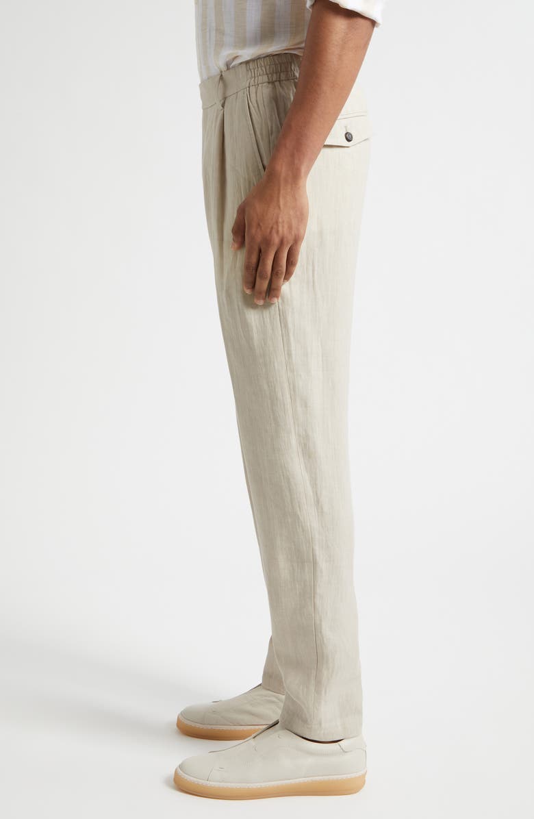 Eleventy Pleated Tapered Linen Pants, Alternate, color, 02Nn Sand