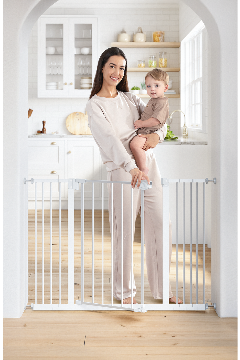 Baby Safety Gate with 3 Extensions, Main, color, White