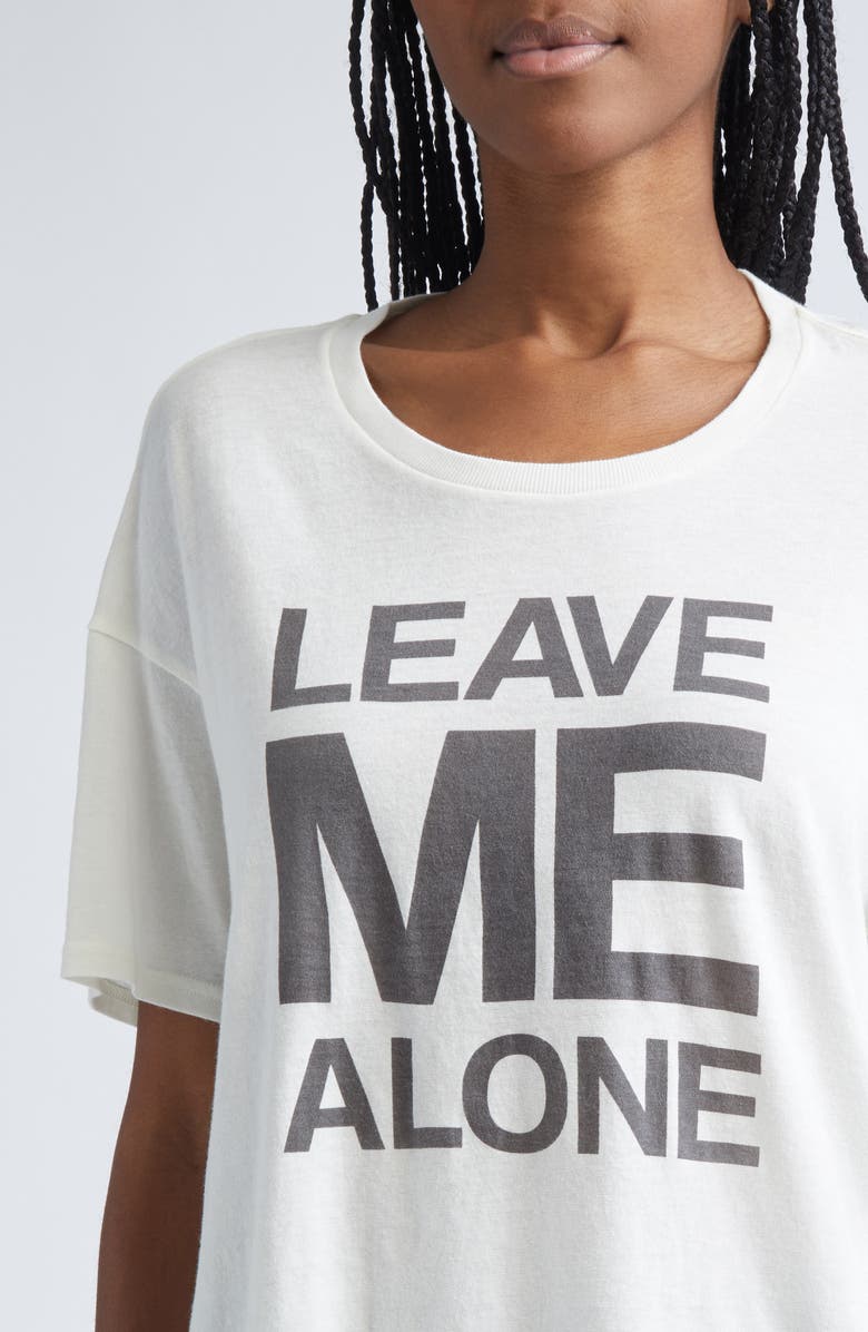 R13 Leave Me Alone Cotton & Cashmere Graphic T-Shirt, Alternate, color, Ecru White
