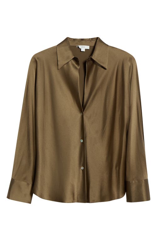 Vince Silk Button-up Shirt In Gray