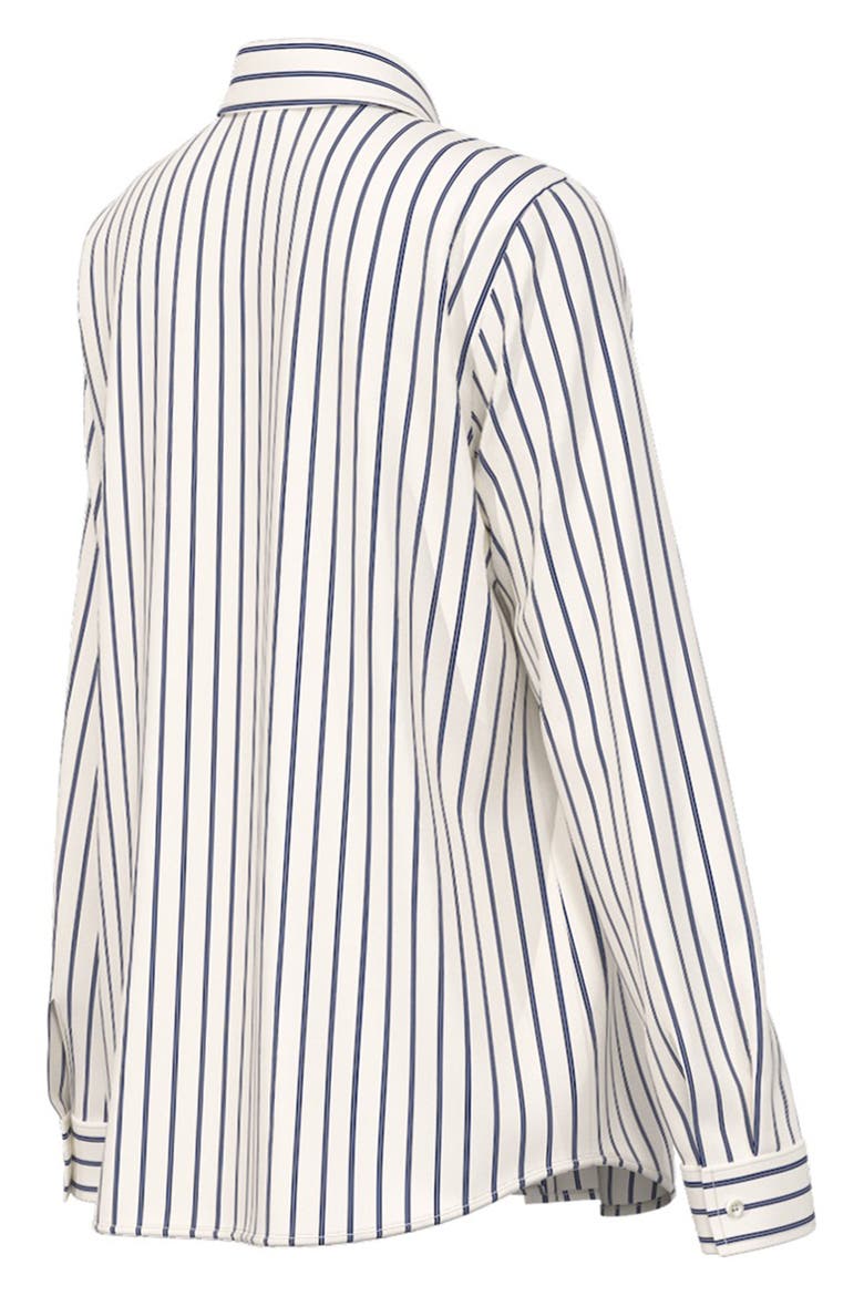 Pinstripe Cotton Blend Button-Up Shirt, Alternate, color, WOOL WHITE PINSTRIPES