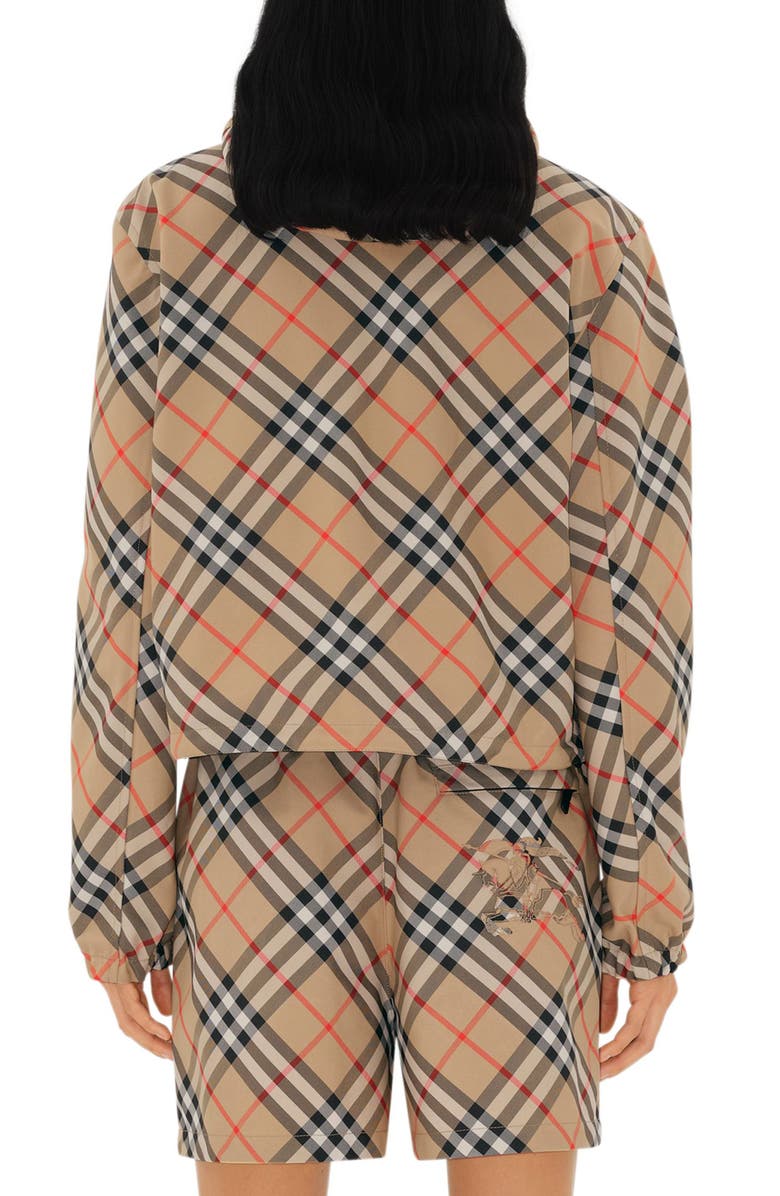 Burberry Equestrian Knight Crop Reversible Hooded Jacket, Alternate, color, Sand Ip Check