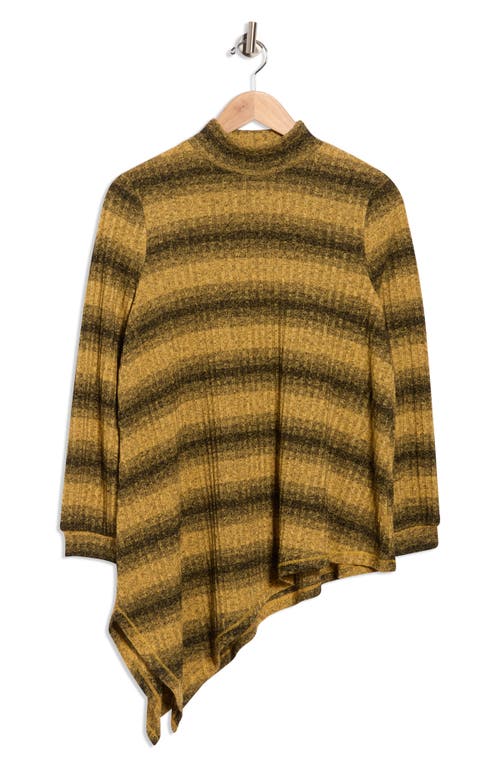 Patrizia Luca Stripe Long Sleeve Tunic Top In Yellow