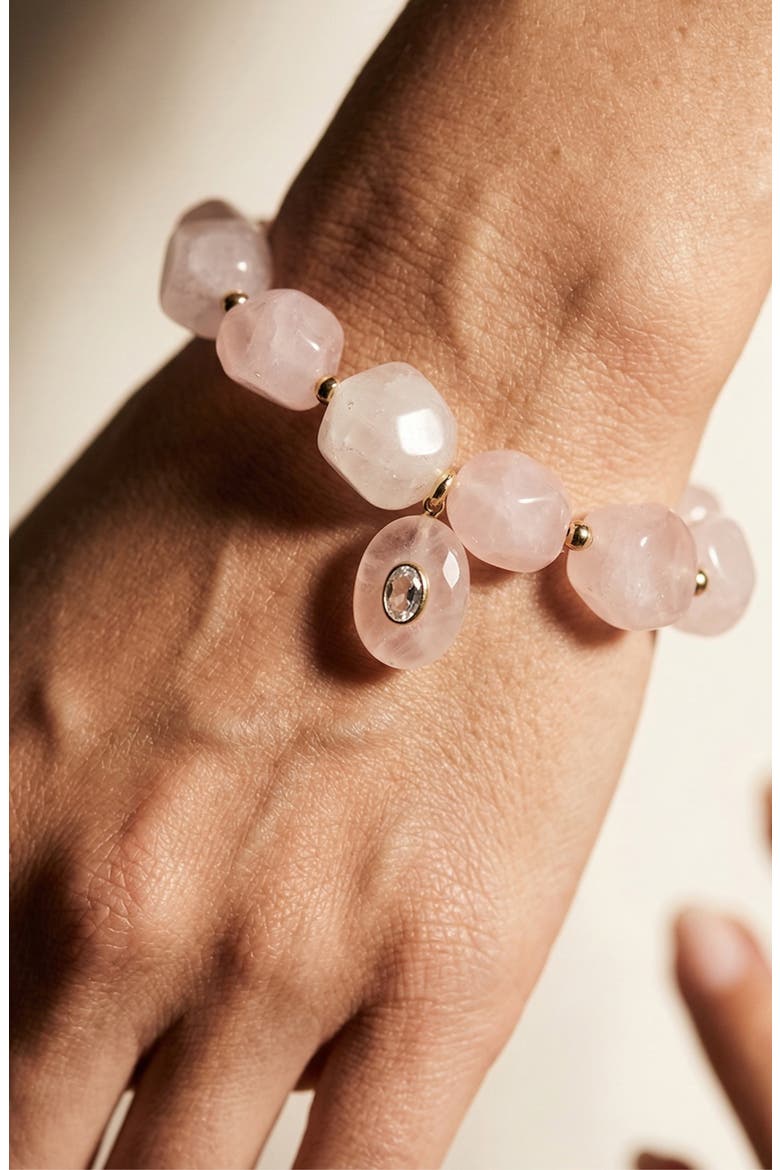 Single Love Beaded Stretch Bracelet, Alternate, color, PINK