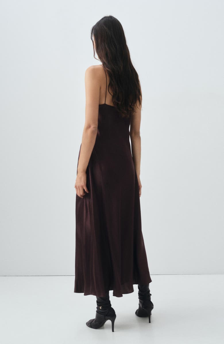 MANGO Selection Satin Slipdress, Alternate, color, Brown