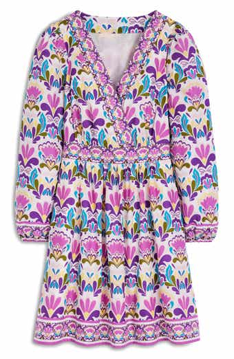 Boden Mya Print Long Sleeve Cotton Dress