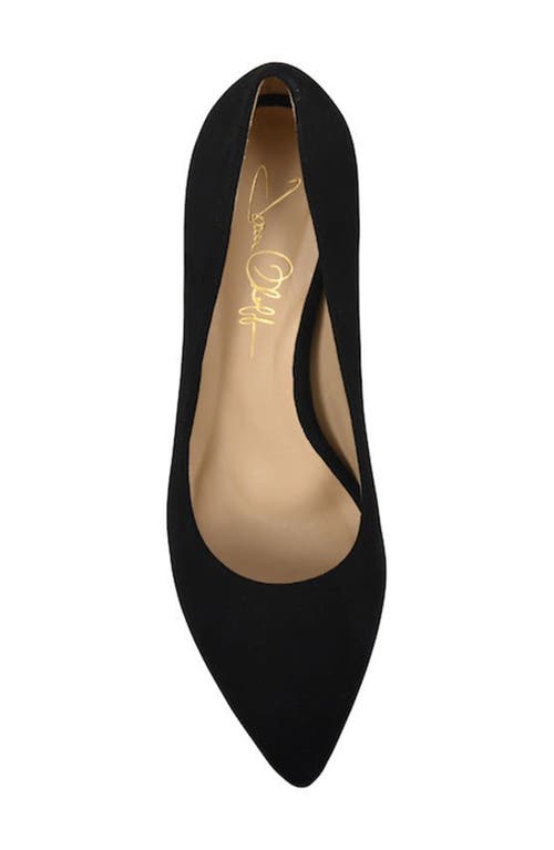 Joan Oloff Deborah Pointed Toe Pump In Black Suede