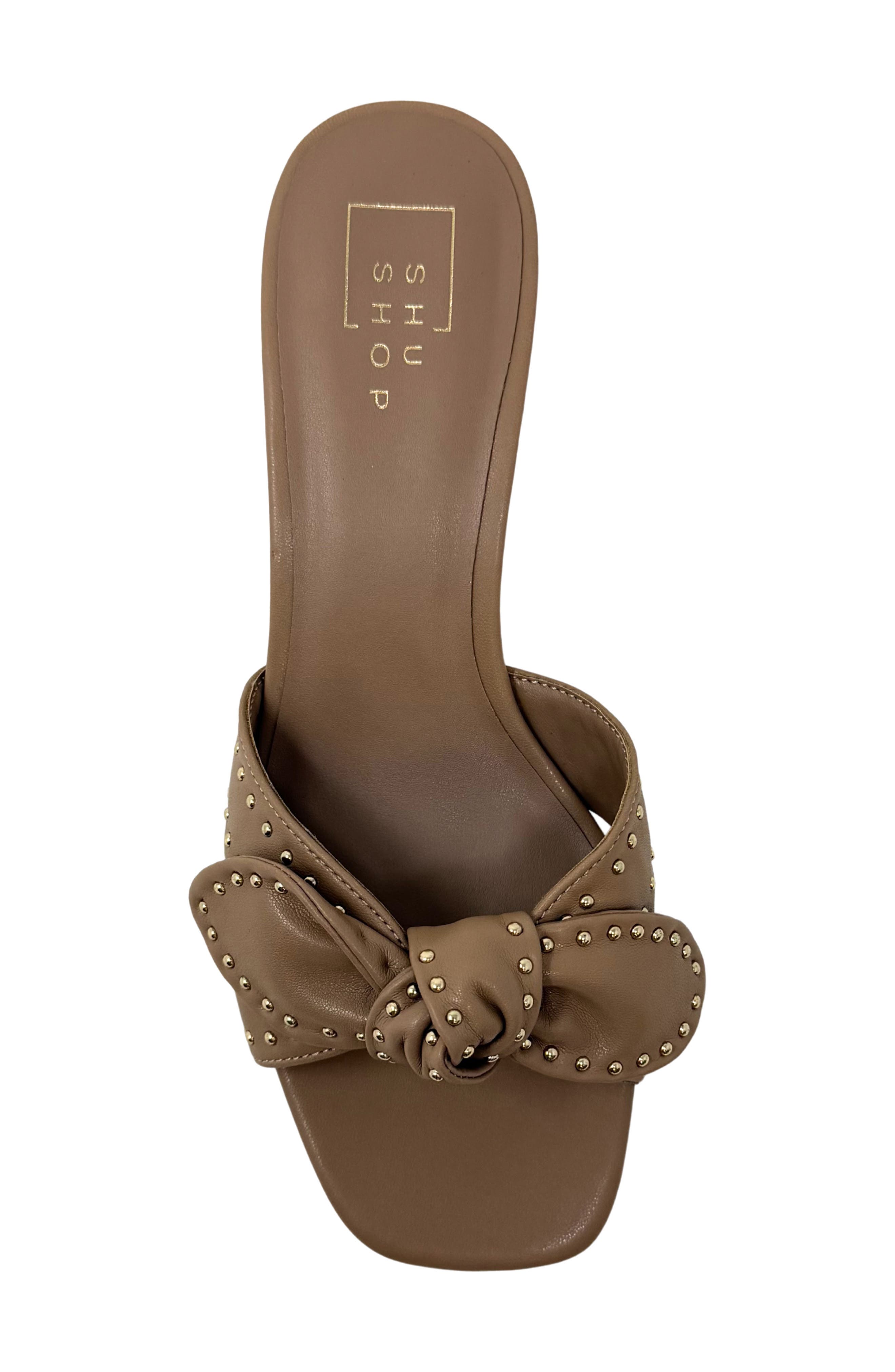 Guinivere Studded Slide Sandal, Alternate, color, DARK BEIGE