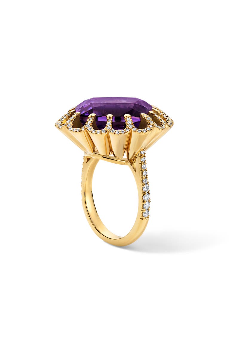 Floating Amethyst & Diamond Pavé Cocktail Ring, Alternate, color, 18K YELLOW GOLD