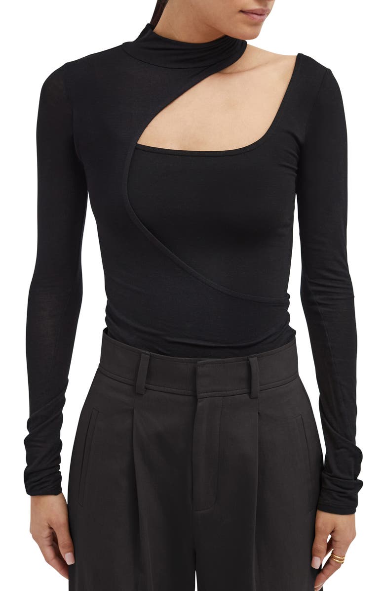 Marcella Soho Cutout Mock Neck Top, Main, color, Black