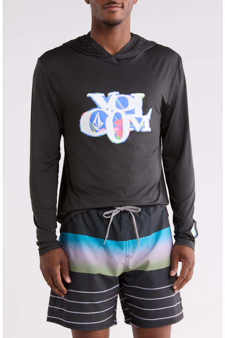 Crawdad Hooded Long Sleeve Rashguard, Main, color, STEALTH