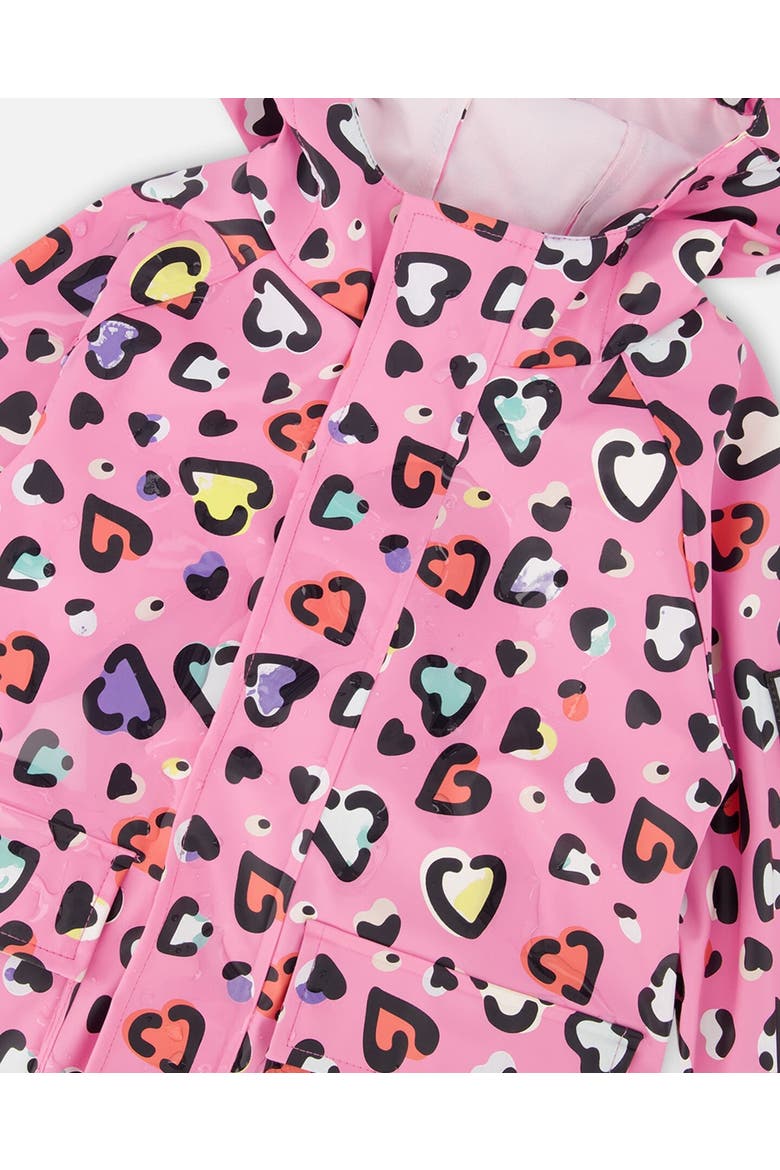 Polyurethane Heart Rain Jacket, Alternate, color, Pink Heart Print