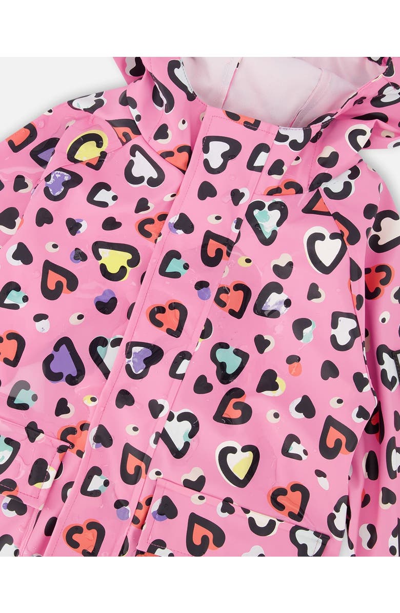 Deux par Deux Rain One-Piece Heart in Polyurethane, Alternate, color, Pink Heart Print