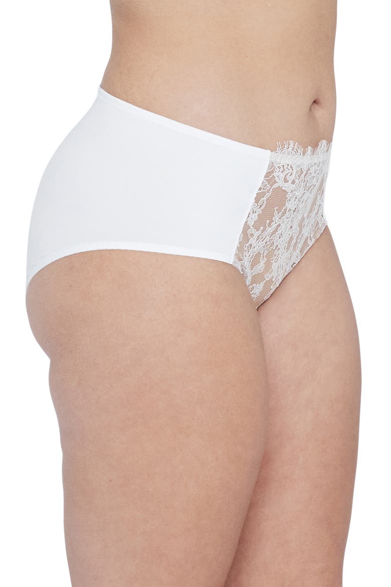 Entice Front Lace Brief, Alternate, color, WHITE / NYLON