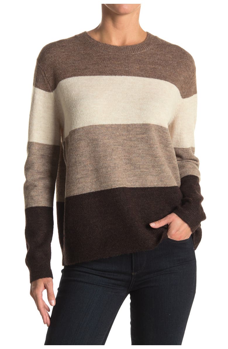 beachlunchlounge Paulette Colorblock Stripe Crew Neck Sweater, Alternate, color, 