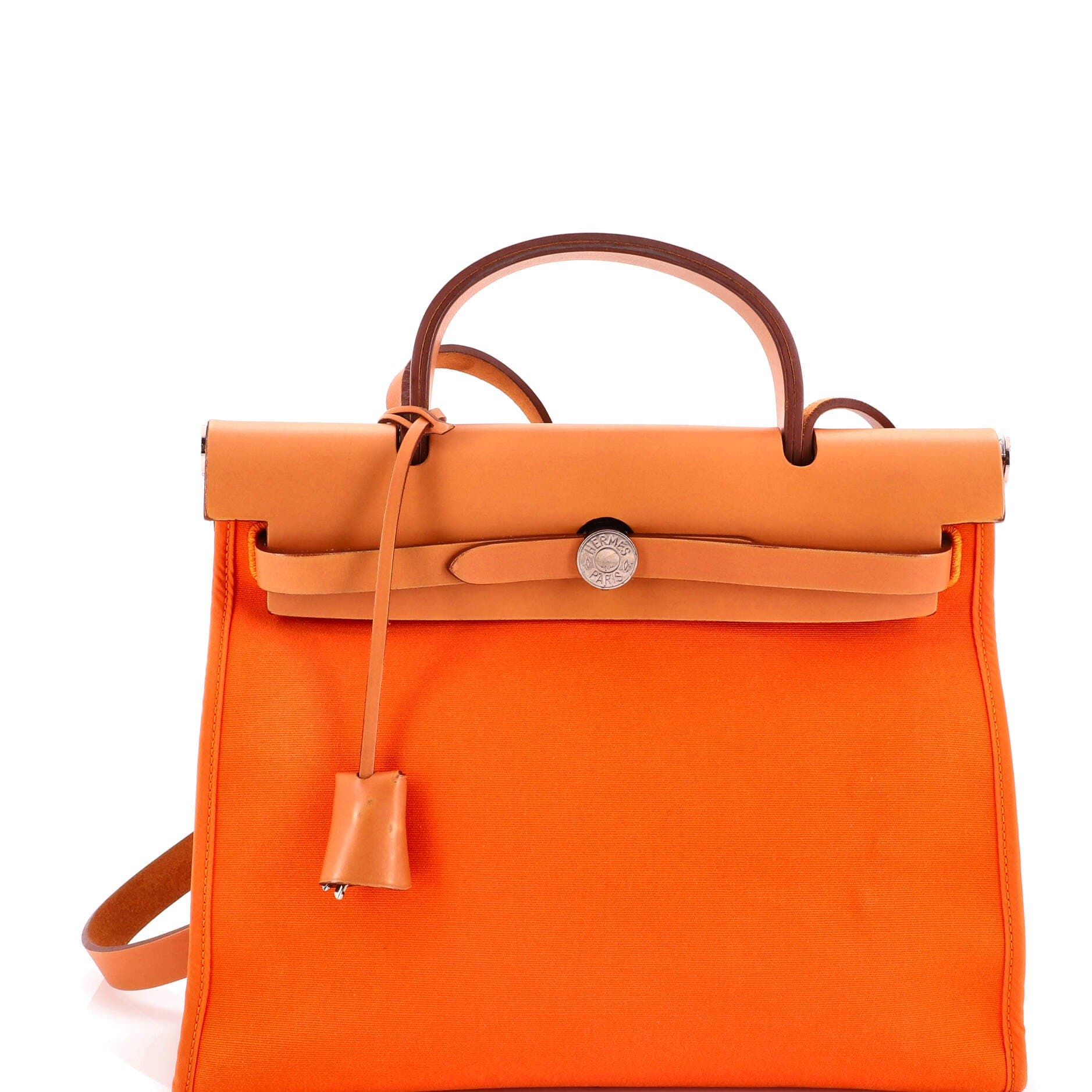 Herbag Zip Leather and Toile 31, Main, color, Orange