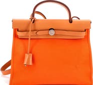 Pre-Owned Hermes Herbag Zip Leather and Toile 31