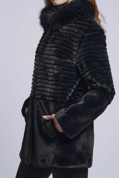 Blue Duck Faux Fur Jacket In Black