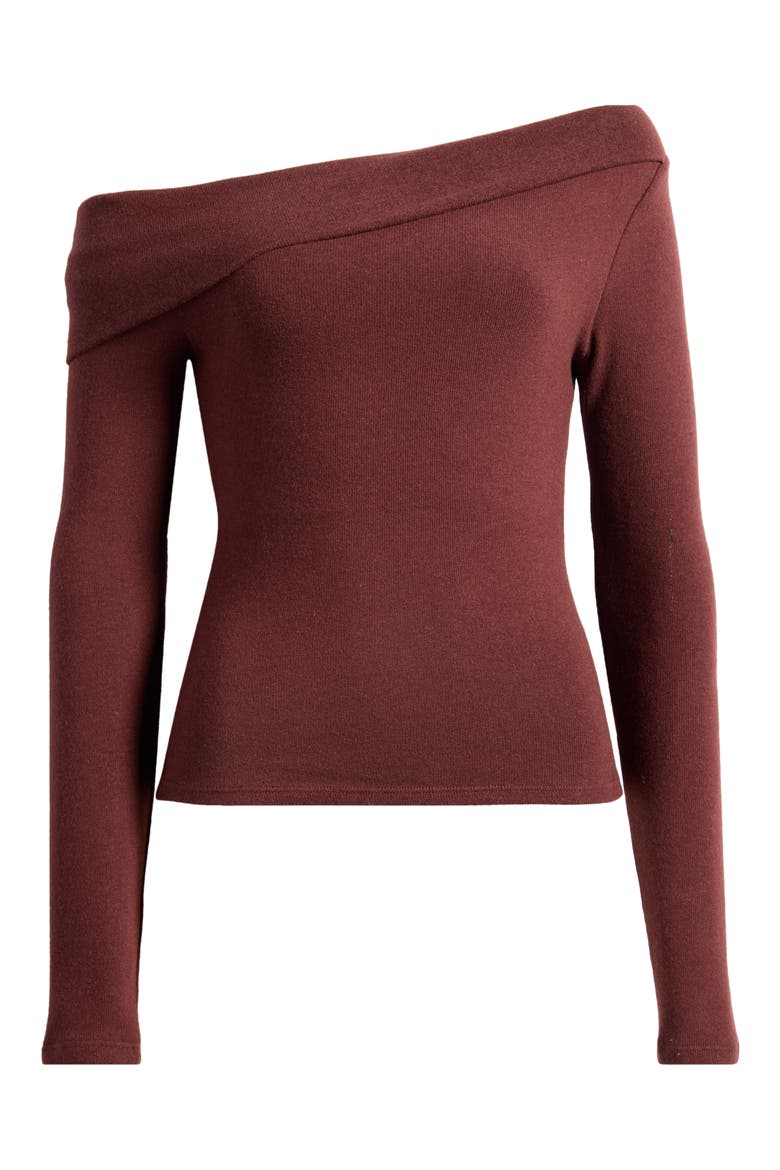 Elio Off the Shoulder Knit Top, Alternate, color, MAHOGANY