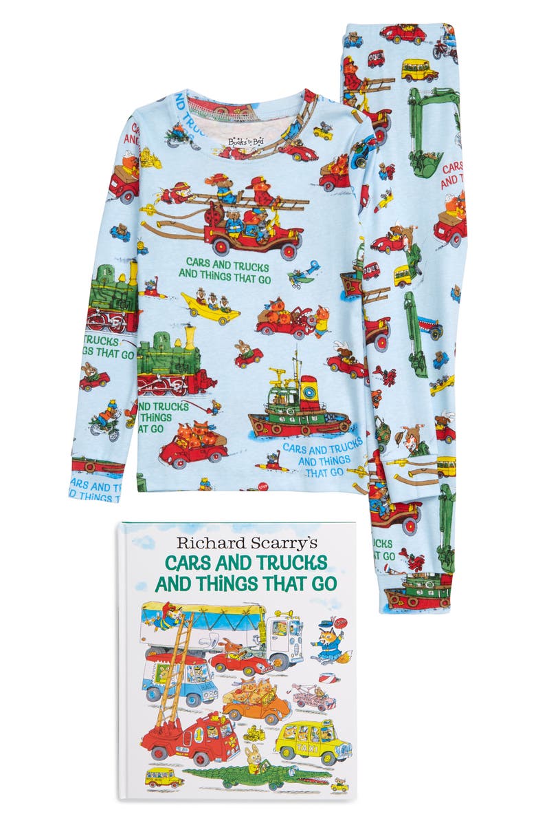 Books to Bed Cars and Trucks and Things That Go Fitted Two-Piece Pajamas & Book Set, Main, color,