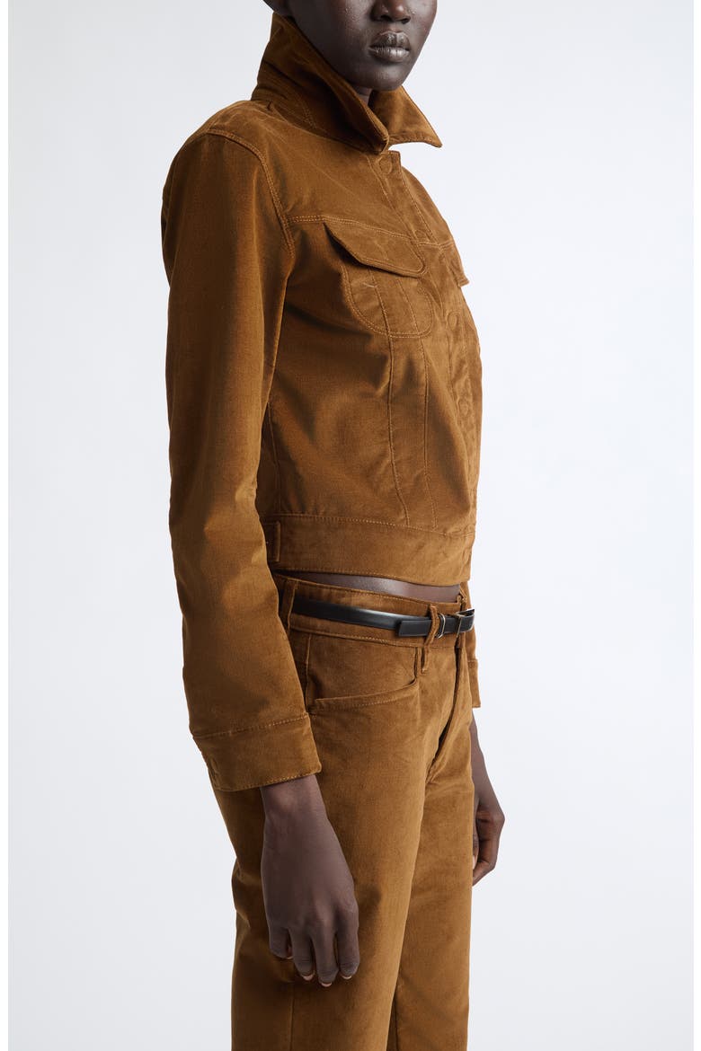 Stretch Cotton Velvet Western Jacket, Alternate, color, TOBACCO
