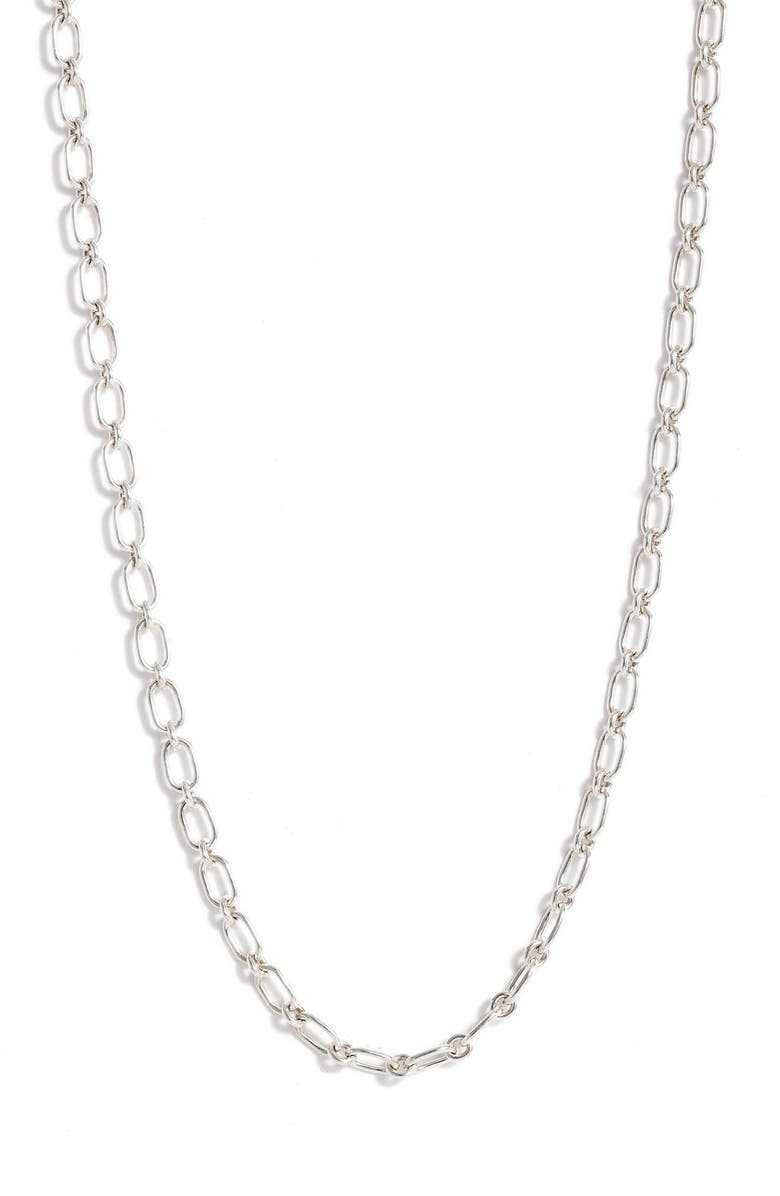 Anzie Rectangle Link Chain Necklace, Main, color, Silver