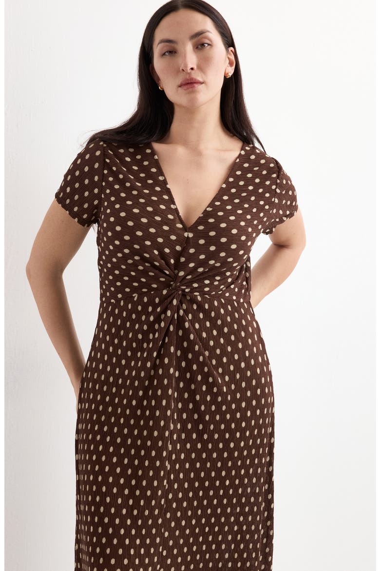 Print Midi Dress, Alternate, color, BROWN