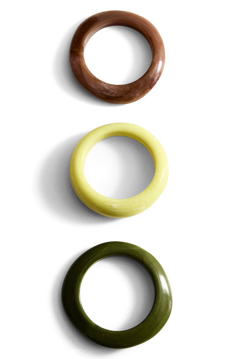 MANGO Set of 3 Volume Maxi Bracelets, Main, color, Pastel Green