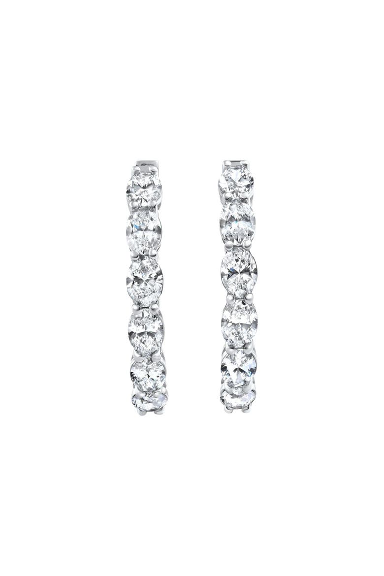 6.22Ct Oval Diamond Hoops 14k Gold 1.25" Tall 12 Grams Lab Grown, Alternate, color, White Gold