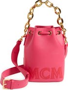MCM Mini Drawstring Leather Bucket Bag