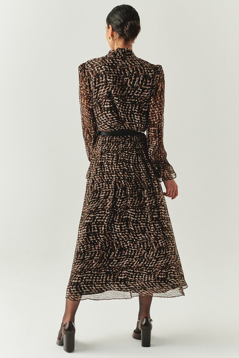 Teresa Chiffon Midi Skirt, Alternate, color, Brown