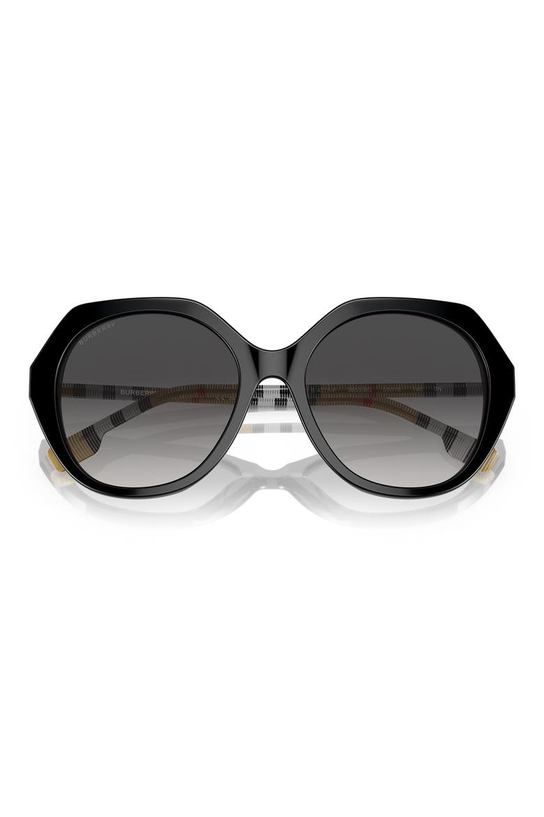 57mm Irregular Sunglasses, Alternate, color, BLACK / GREY GRADIENT