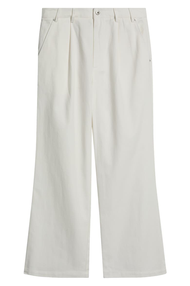 Pleated Wide Leg Cotton Twill Trousers, Alternate, color, WHITE