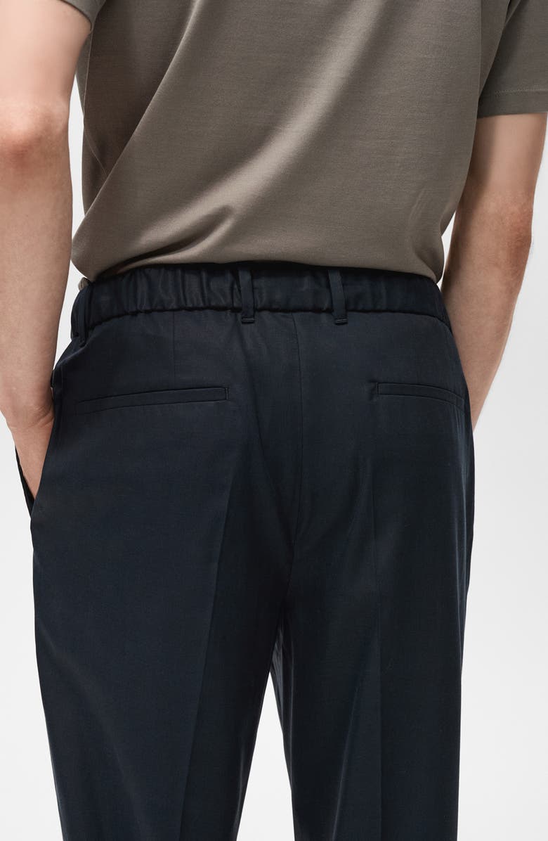 MANGO Slim Fit Drawstring Waist Pants, Alternate, color, Navy