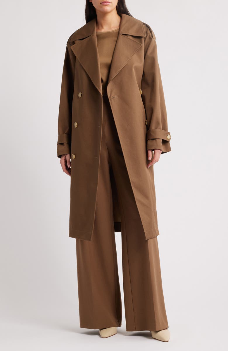 BOSS Carix Double Breasted Cotton Trench Coat, Alternate, color,