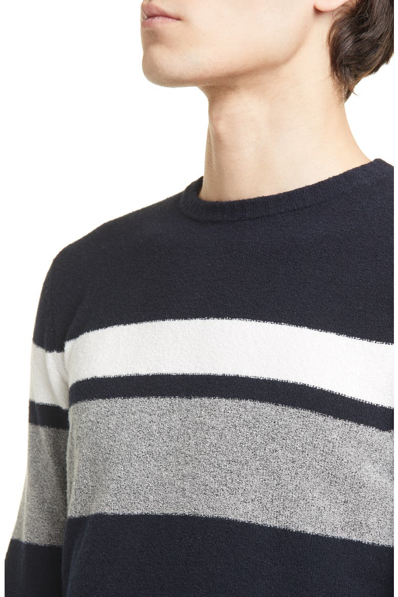 Slim Fit Stripe Cotton Blend Crewneck Sweater, Alternate, color, NAVY