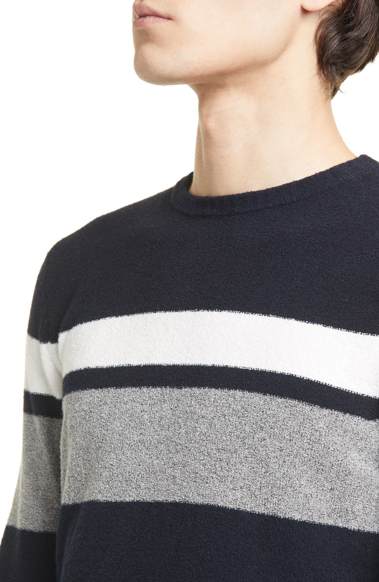 Eleventy Slim Fit Stripe Cotton Blend Crewneck Sweater, Alternate, color, 